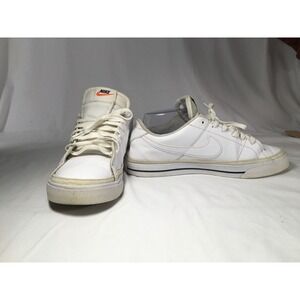 Nike Sportswear Sneakers Leather Low Top Casual Shoes White‎ Orange 8.5